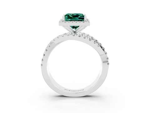 White gold Princess Cut Cut Halo Split Shank Prong Setting Ring_27
