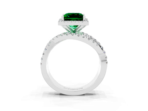 White gold Princess Cut Cut Halo Split Shank Prong Setting Ring_27