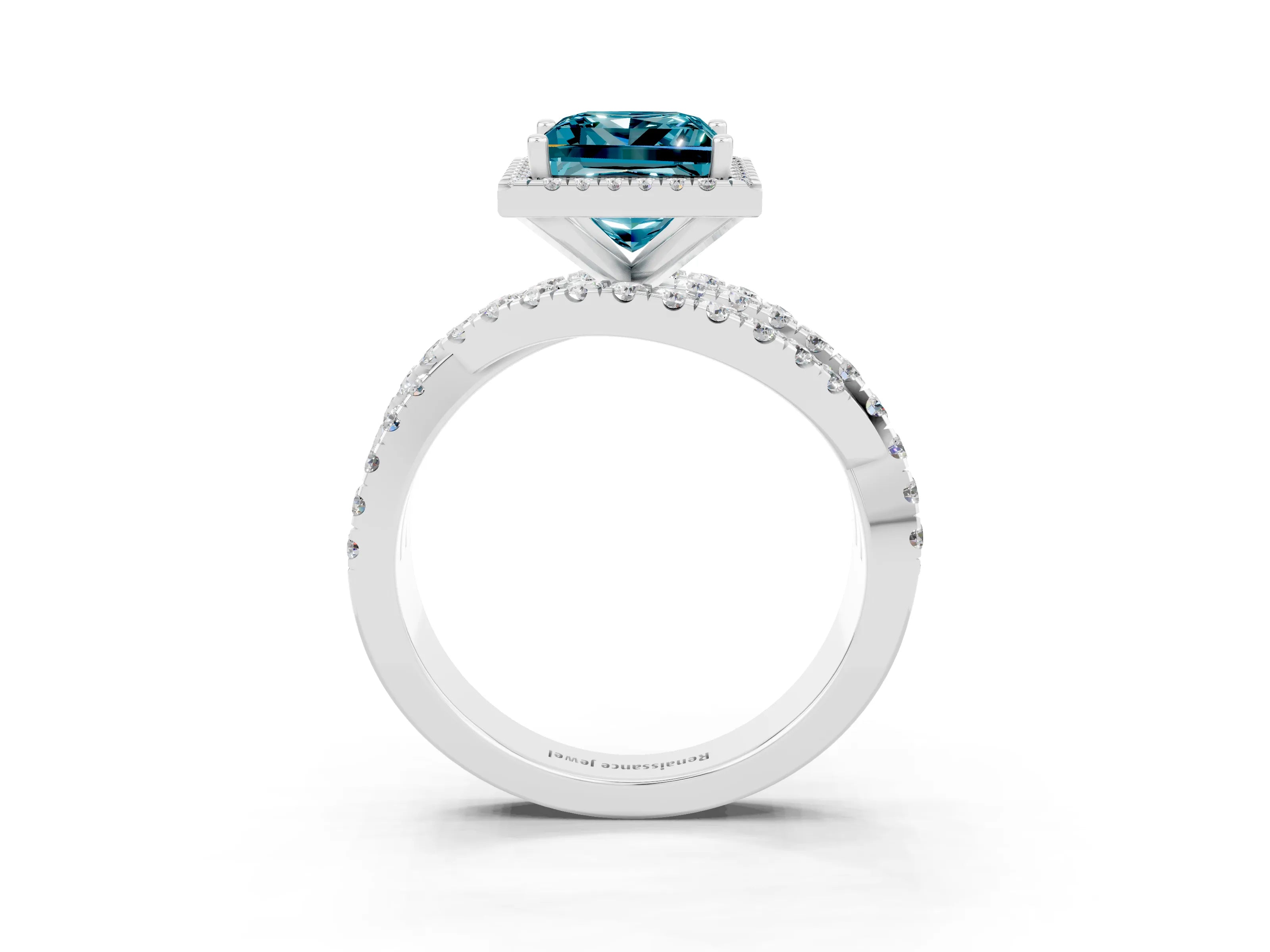 White gold Princess Cut Cut Halo Split Shank Prong Setting Ring_27