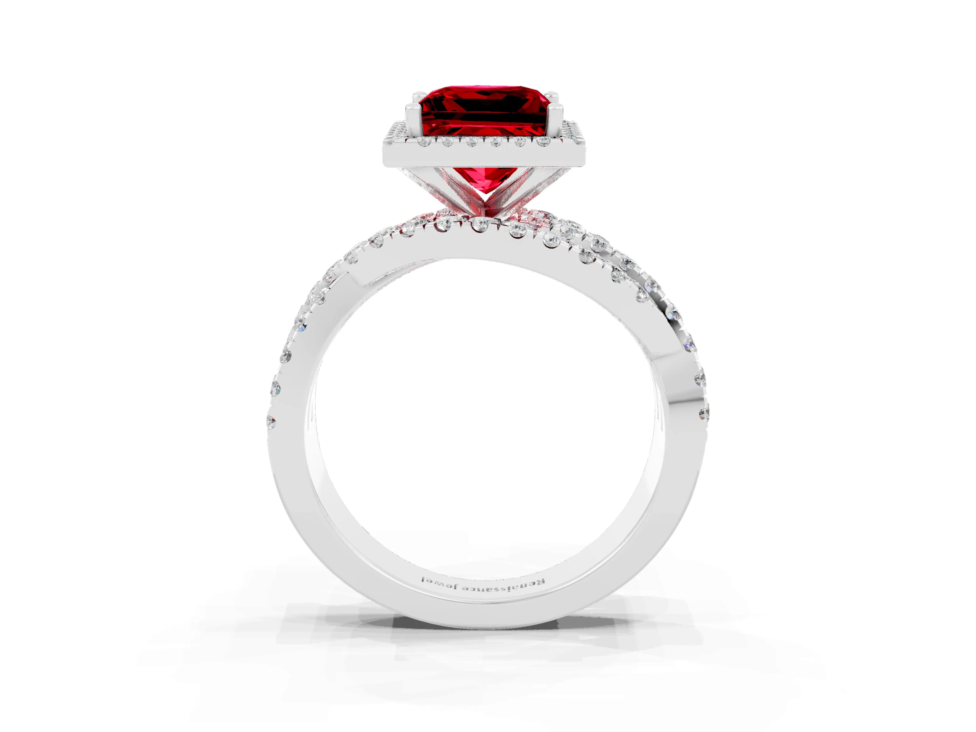 White gold Princess Cut Cut Halo Split Shank Prong Setting Ring_27