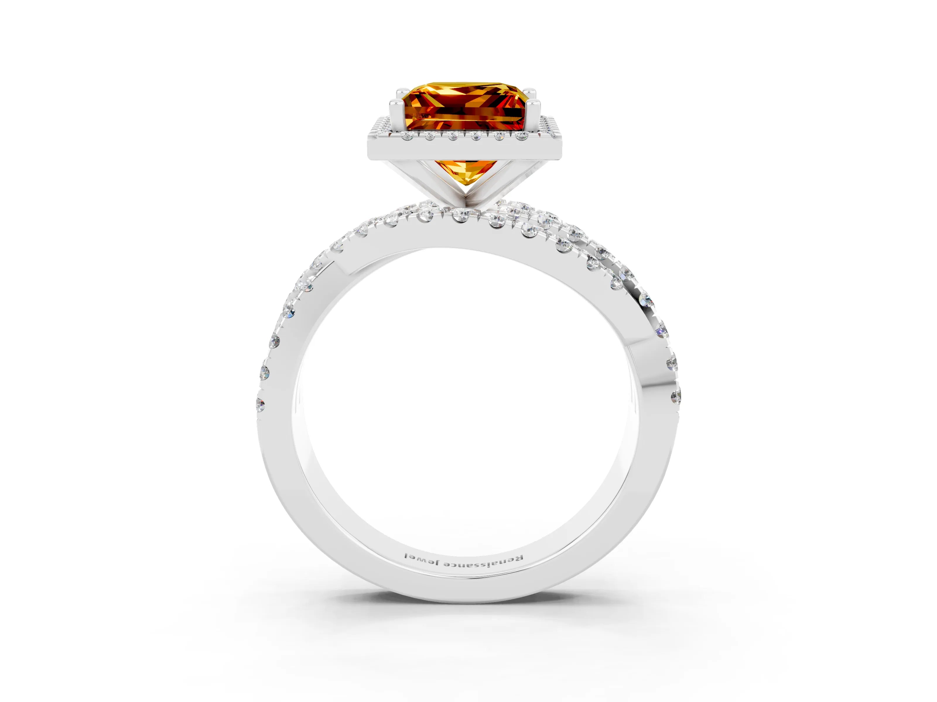 White gold Princess Cut Cut Halo Split Shank Prong Setting Ring_27