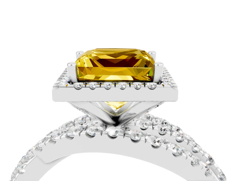White gold Princess Cut Cut Halo Split Shank Prong Setting Ring_28