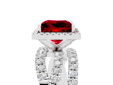 White gold Princess Cut Cut Halo Split Shank Prong Setting Ring_29