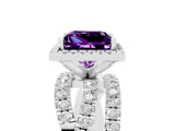 White gold Princess Cut Cut Halo Split Shank Prong Setting Ring_29