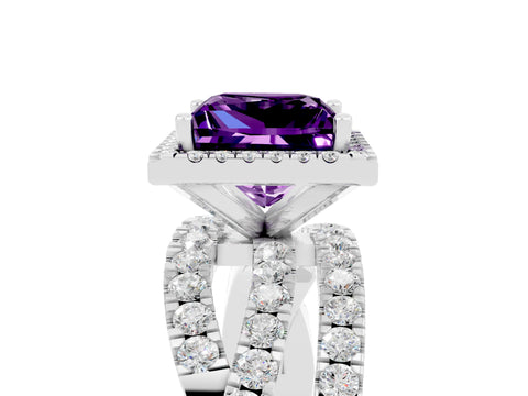 White gold Princess Cut Cut Halo Split Shank Prong Setting Ring_29