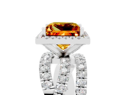 White gold Princess Cut Cut Halo Split Shank Prong Setting Ring_29