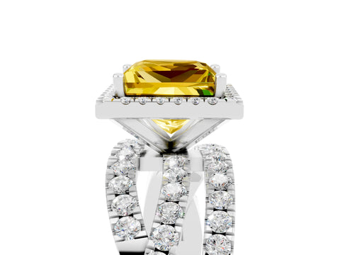 White gold Princess Cut Cut Halo Split Shank Prong Setting Ring_29
