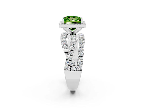 Silver Princess Cut Cut Halo Split Shank Prong Setting Ring