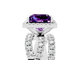White gold Princess Cut Cut Halo Split Shank Prong Setting Ring_5