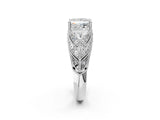 White gold Princess Cut Cut Milgrain Pave Diamond Engagement Ring with Four-Prong Setting_17