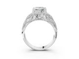 White gold Princess Cut Cut Milgrain Pave Diamond Engagement Ring with Four-Prong Setting_18