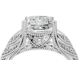 White gold Princess Cut Cut Milgrain Pave Diamond Engagement Ring with Four-Prong Setting_19