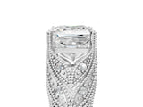 White gold Princess Cut Cut Milgrain Pave Diamond Engagement Ring with Four-Prong Setting_20