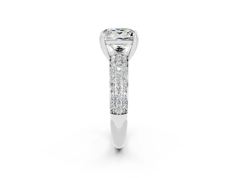 White gold Princess Cut Cut Pave Diamond Engagement Ring with Channel Set Band and Four-Prong Setting_2