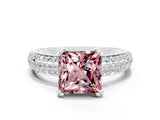 White gold Princess Cut Cut Pave Diamond Engagement Ring with Channel Set Band and Four-Prong Setting