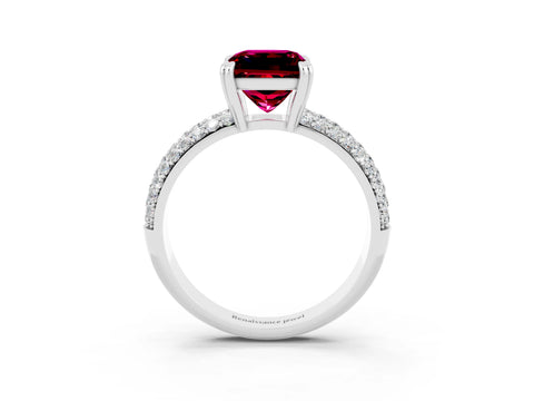 White gold Princess Cut Cut Pave Diamond Engagement Ring with Channel Set Band and Four-Prong Setting_3