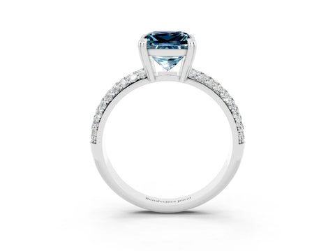 White gold Princess Cut Cut Pave Diamond Engagement Ring with Channel Set Band and Four-Prong Setting_3