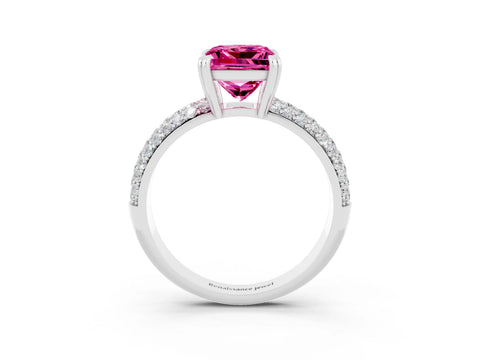 White gold Princess Cut Cut Pave Diamond Engagement Ring with Channel Set Band and Four-Prong Setting_3