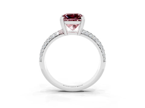 White gold Princess Cut Cut Pave Diamond Engagement Ring with Channel Set Band and Four-Prong Setting_3