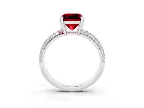 White gold Princess Cut Cut Pave Diamond Engagement Ring with Channel Set Band and Four-Prong Setting_3
