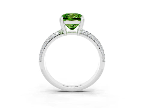 White gold Princess Cut Cut Pave Diamond Engagement Ring with Channel Set Band and Four-Prong Setting_3