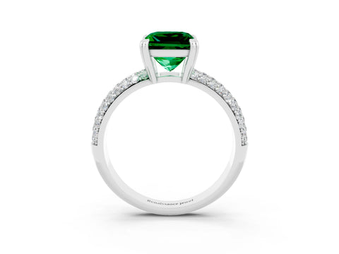 White gold Princess Cut Cut Pave Diamond Engagement Ring with Channel Set Band and Four-Prong Setting_3