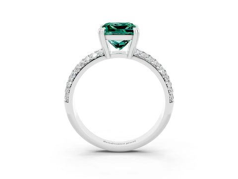 White gold Princess Cut Cut Pave Diamond Engagement Ring with Channel Set Band and Four-Prong Setting_3