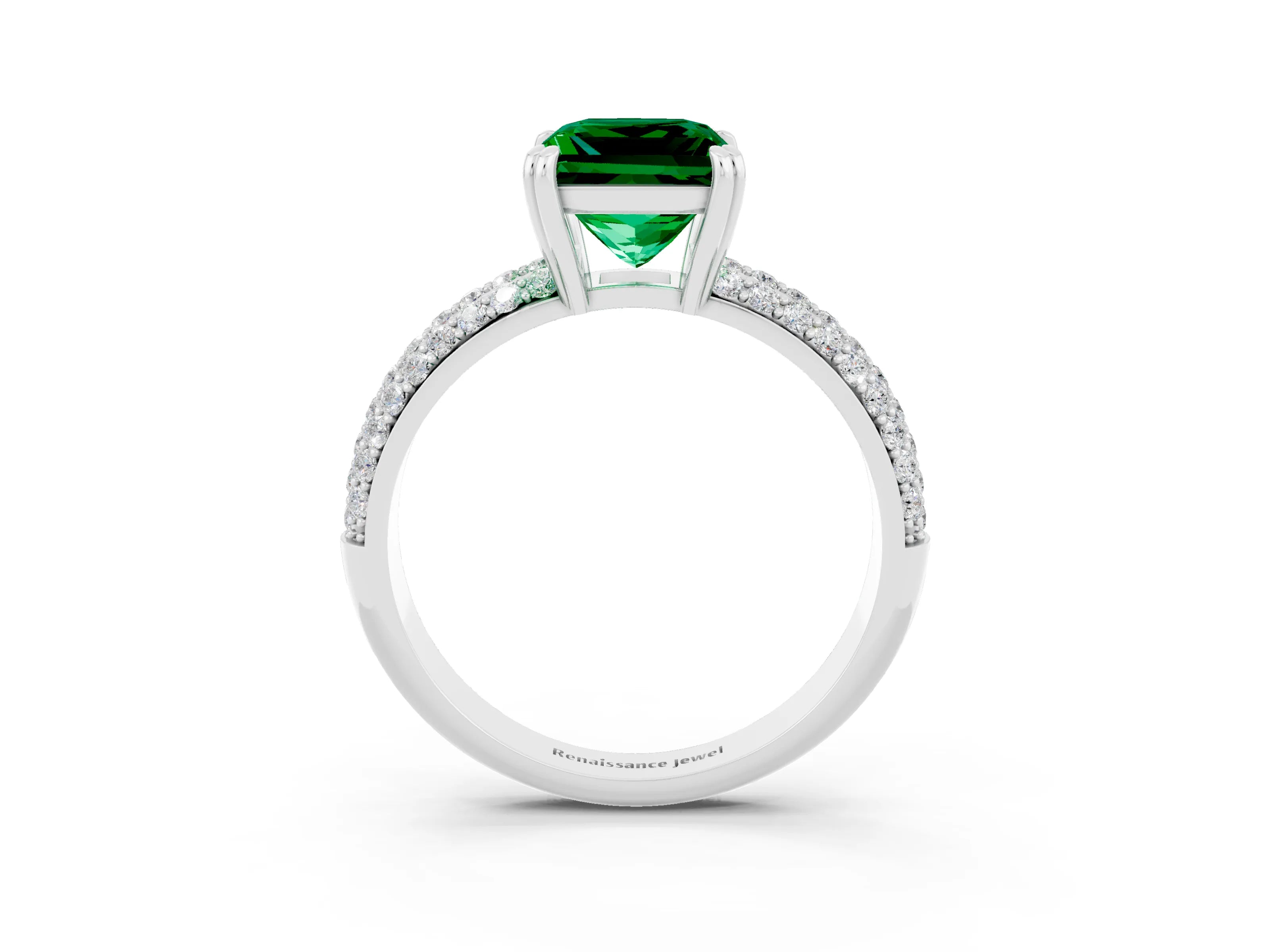 White gold Princess Cut Cut Pave Diamond Engagement Ring with Channel Set Band and Four-Prong Setting_3