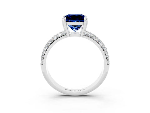 White gold Princess Cut Cut Pave Diamond Engagement Ring with Channel Set Band and Four-Prong Setting_3