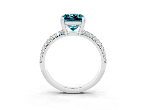 White gold Princess Cut Cut Pave Diamond Engagement Ring with Channel Set Band and Four-Prong Setting_3