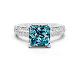 White gold Princess Cut Cut Pave Diamond Engagement Ring with Channel Set Band and Four-Prong Setting