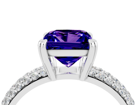 White gold Princess Cut Cut Pave Diamond Engagement Ring with Channel Set Band and Four-Prong Setting_4