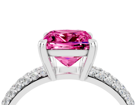 White gold Princess Cut Cut Pave Diamond Engagement Ring with Channel Set Band and Four-Prong Setting_4