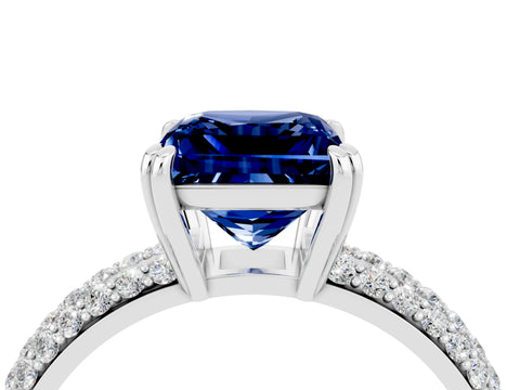 White gold Princess Cut Cut Pave Diamond Engagement Ring with Channel Set Band and Four-Prong Setting_4