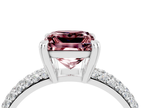 White gold Princess Cut Cut Pave Diamond Engagement Ring with Channel Set Band and Four-Prong Setting_4