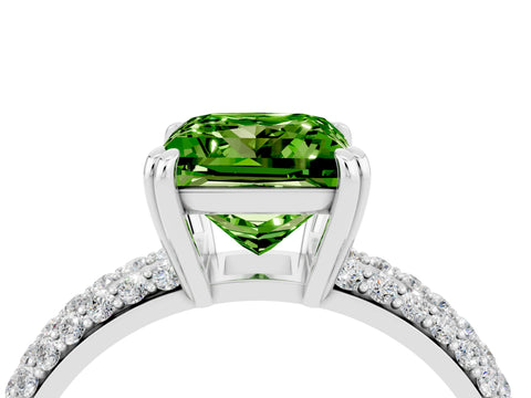 White gold Princess Cut Cut Pave Diamond Engagement Ring with Channel Set Band and Four-Prong Setting_4