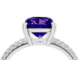 White gold Princess Cut Cut Pave Diamond Engagement Ring with Channel Set Band and Four-Prong Setting_4