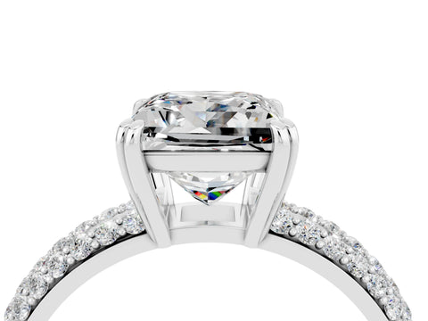 White gold Princess Cut Cut Pave Diamond Engagement Ring with Channel Set Band and Four-Prong Setting_4