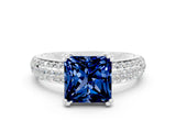 White gold Princess Cut Cut Pave Diamond Engagement Ring with Channel Set Band and Four-Prong Setting