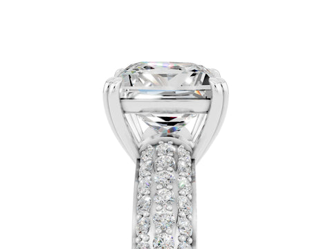 White gold Princess Cut Cut Pave Diamond Engagement Ring with Channel Set Band and Four-Prong Setting_5