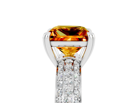White gold Princess Cut Cut Pave Diamond Engagement Ring with Channel Set Band and Four-Prong Setting_5