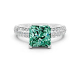 White gold Princess Cut Cut Pave Diamond Engagement Ring with Channel Set Band and Four-Prong Setting