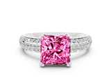 White gold Princess Cut Cut Pave Diamond Engagement Ring with Channel Set Band and Four-Prong Setting