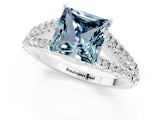 White gold Princess Cut Cut Split Shank Pave Diamond Engagement Ring with Four-Prong Setting_1