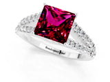 White gold Princess Cut Cut Split Shank Pave Diamond Engagement Ring with Four-Prong Setting_1