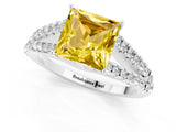 White gold Princess Cut Cut Split Shank Pave Diamond Engagement Ring with Four-Prong Setting_1