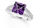 White gold Princess Cut Cut Split Shank Pave Diamond Engagement Ring with Four-Prong Setting_1