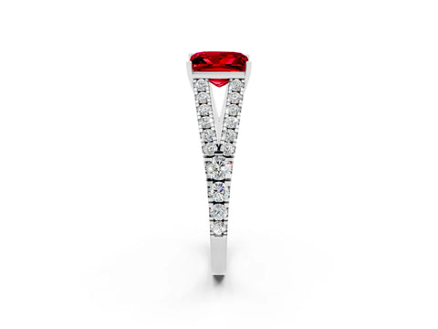 White gold Princess Cut Cut Split Shank Pave Diamond Engagement Ring with Four-Prong Setting_2