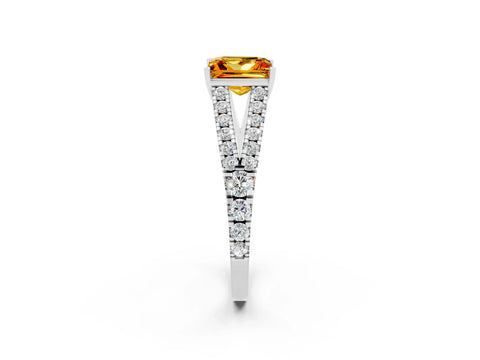 White gold Princess Cut Cut Split Shank Pave Diamond Engagement Ring with Four-Prong Setting_2