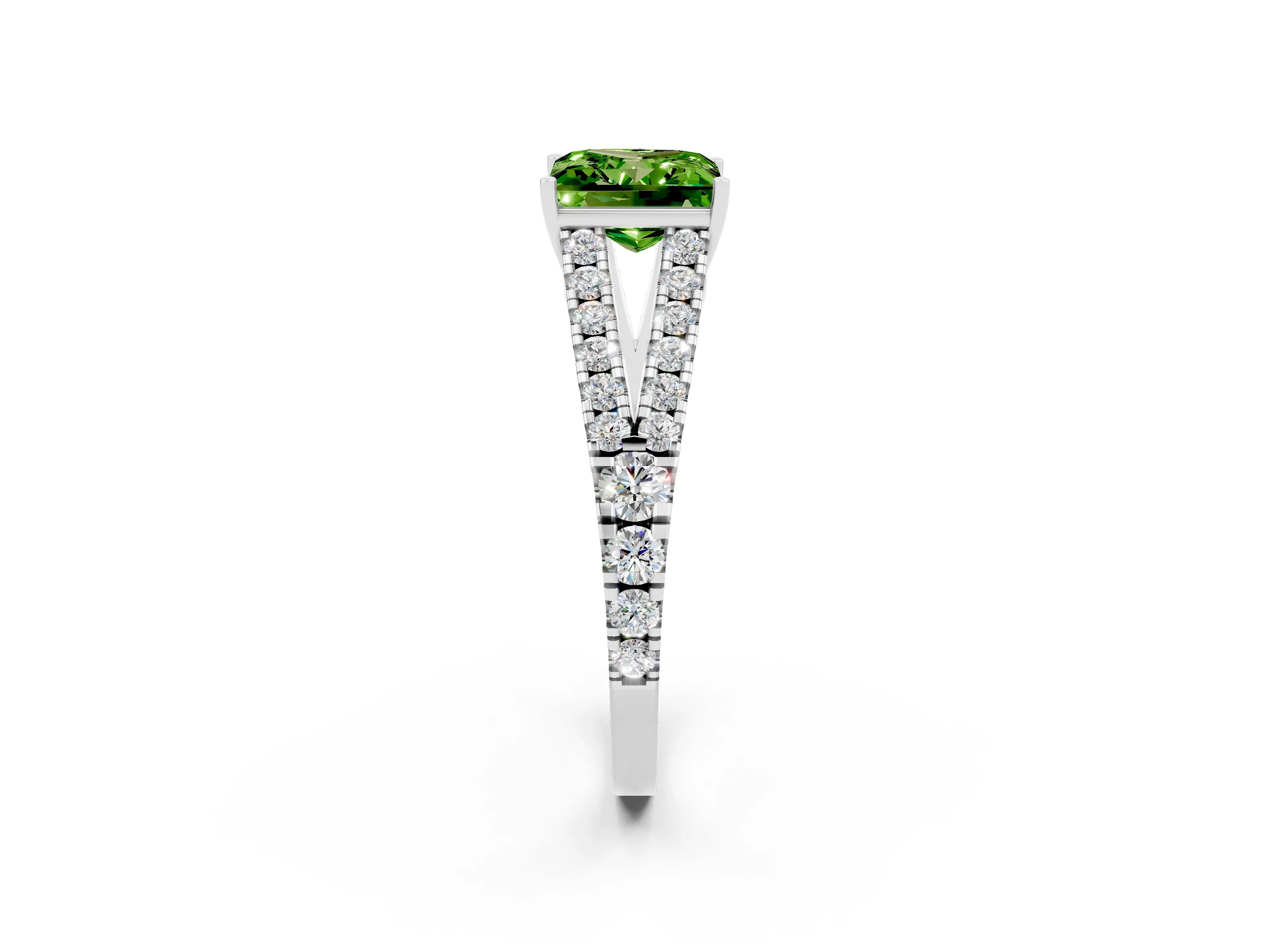 White gold Princess Cut Cut Split Shank Pave Diamond Engagement Ring with Four-Prong Setting_2